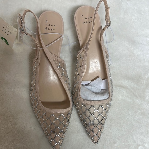 A New Day Tan Slingback Flats with Pointed Toe - Picture 1 of 11